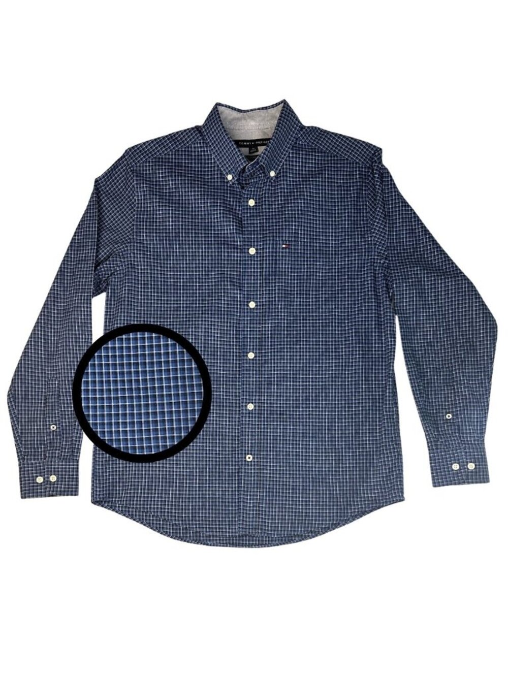 Tommy Hilfiger Men’s S Classic Fit Blue Check 100% Cotton Button Down Shirt